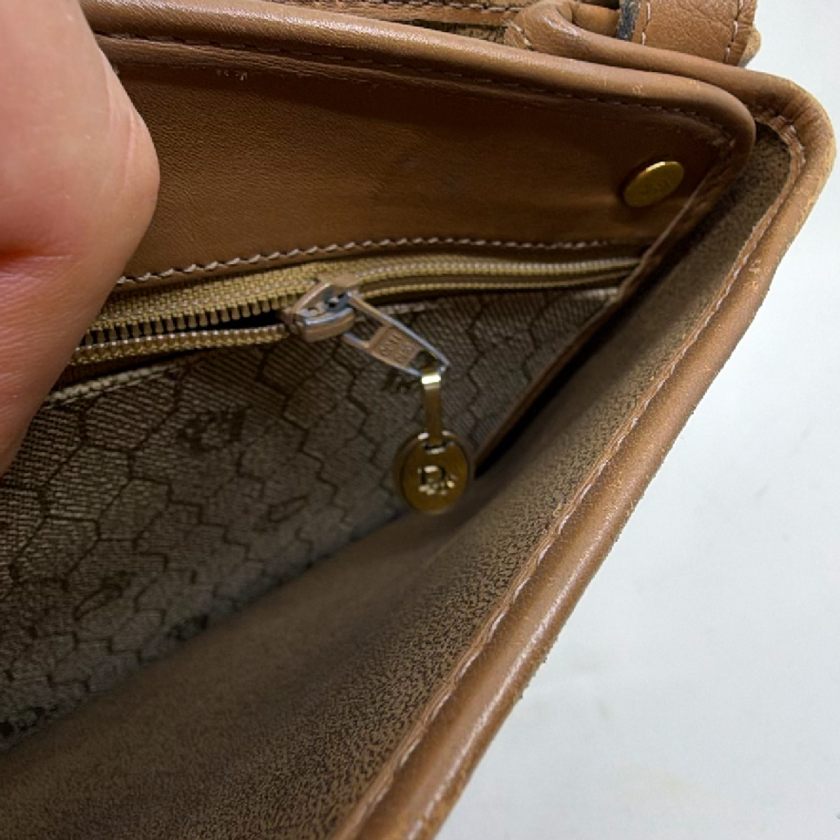 Christian Dior Honeycomb Flap Brown Canvas Leather Shoulder Bag