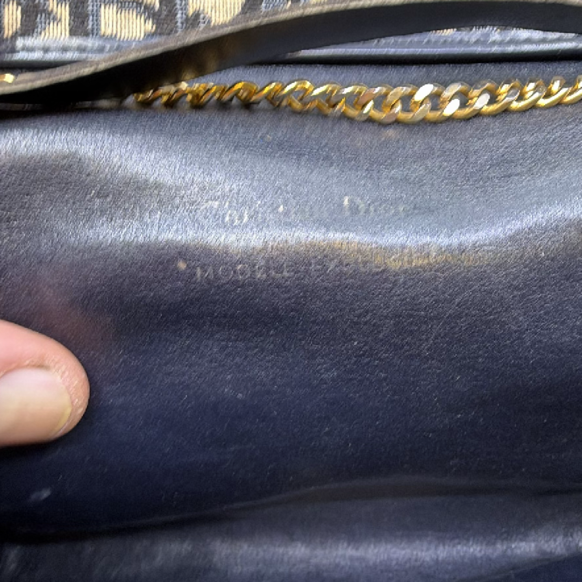 Dior Vintage Oblique Flap Blue Canvas Shoulder Bag