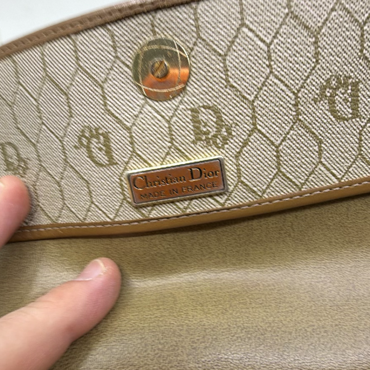 Dior Honeycomb Flap Beige Canvas & Leather Mini Shoulder Bag