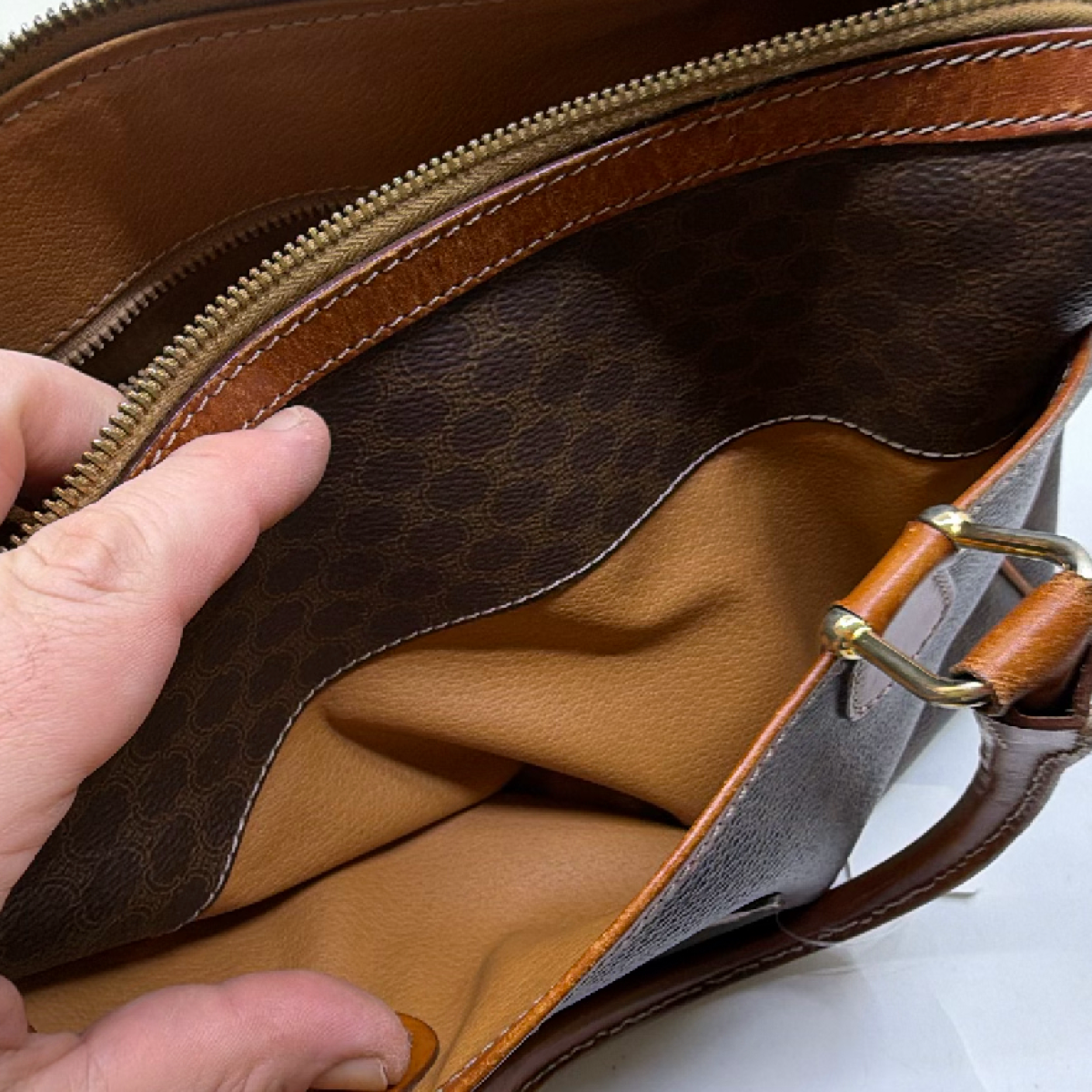 Celine Boston Bag Brown Triomphe Canvas Handbag