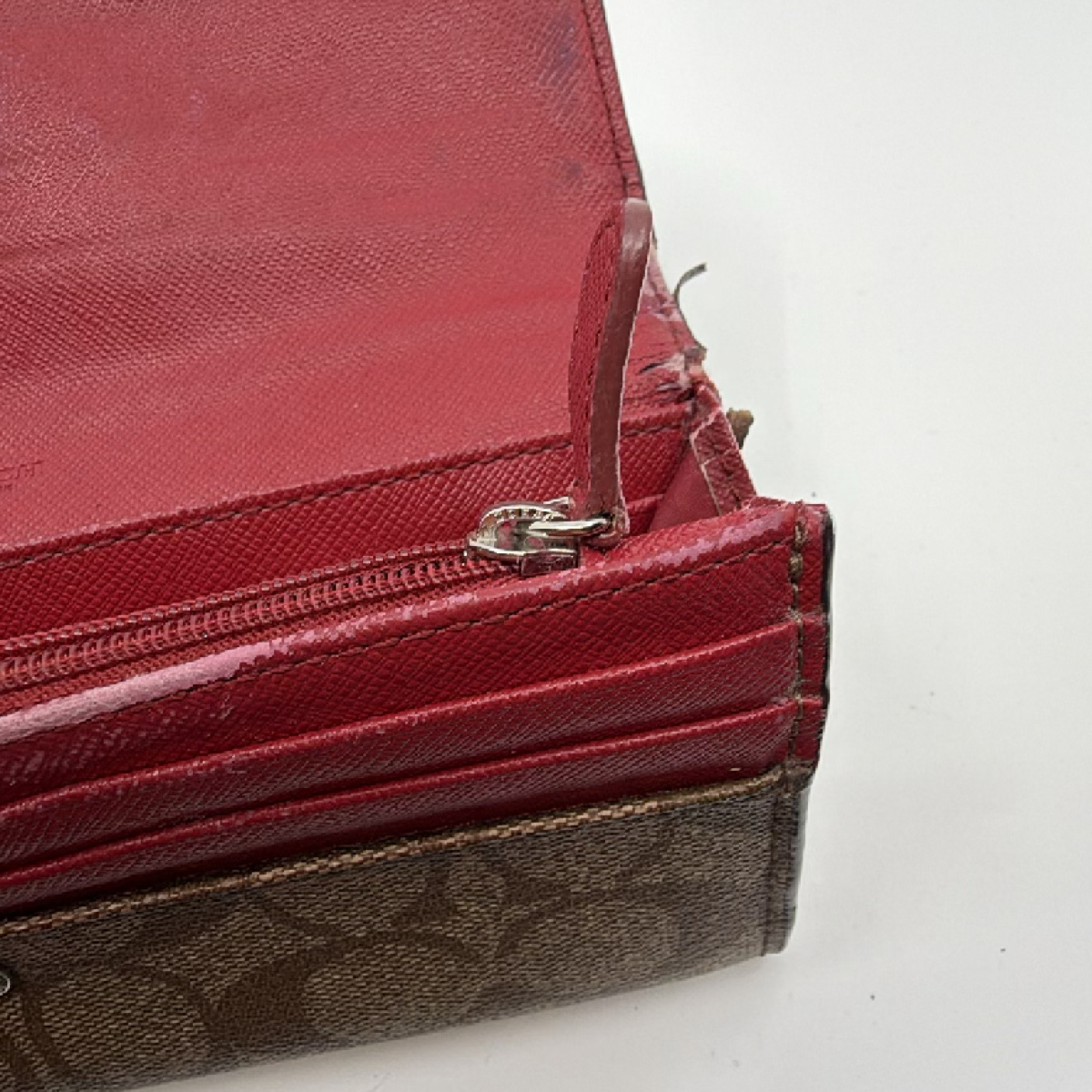 Coach Signature C Flap Brown Coated Canvas Wallet
