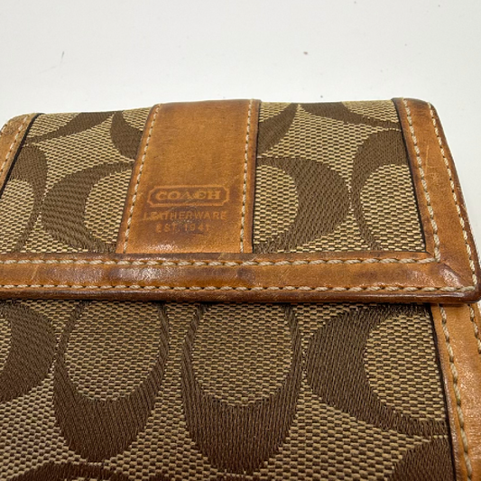 Coach Signature C Bifold Brown Canvas Leather Wallet