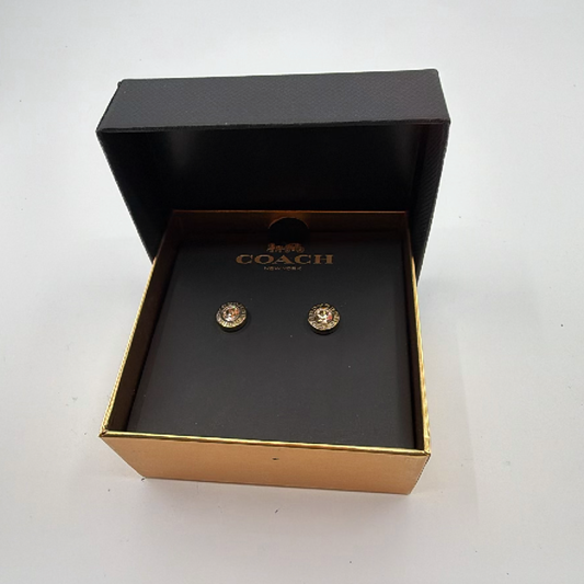 Coach Open Circle Stone Gold Metal Earring