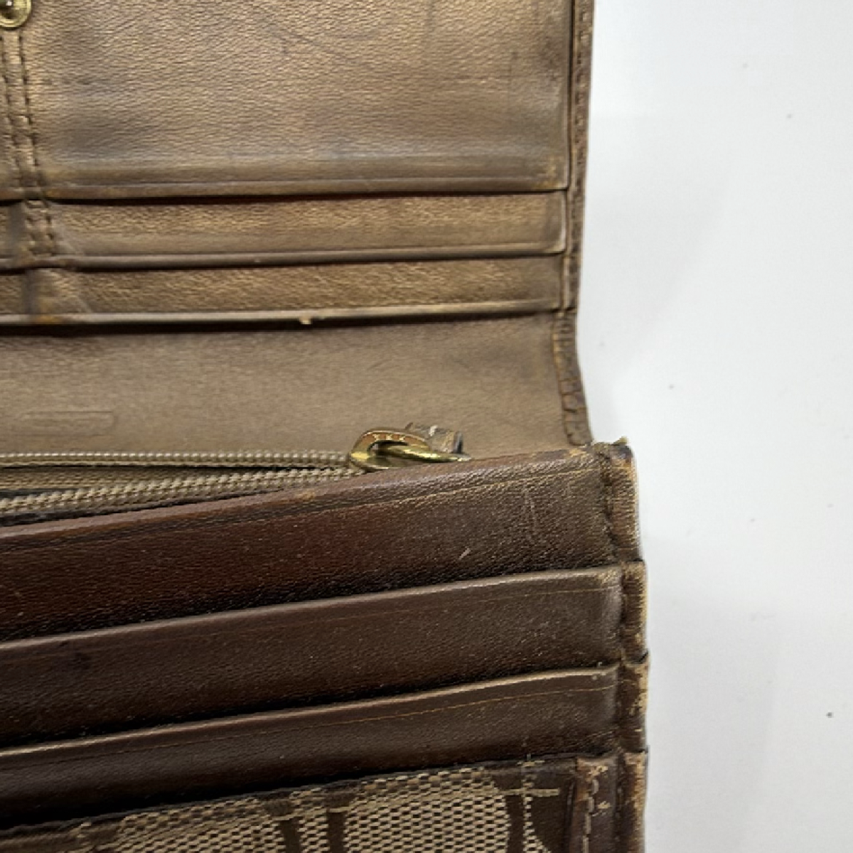 Coach Signature Flap Brown Canvas Leather Wallet