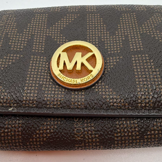 Michael Kors Compact Wallet Brown Signature Coated Canvas Wallet