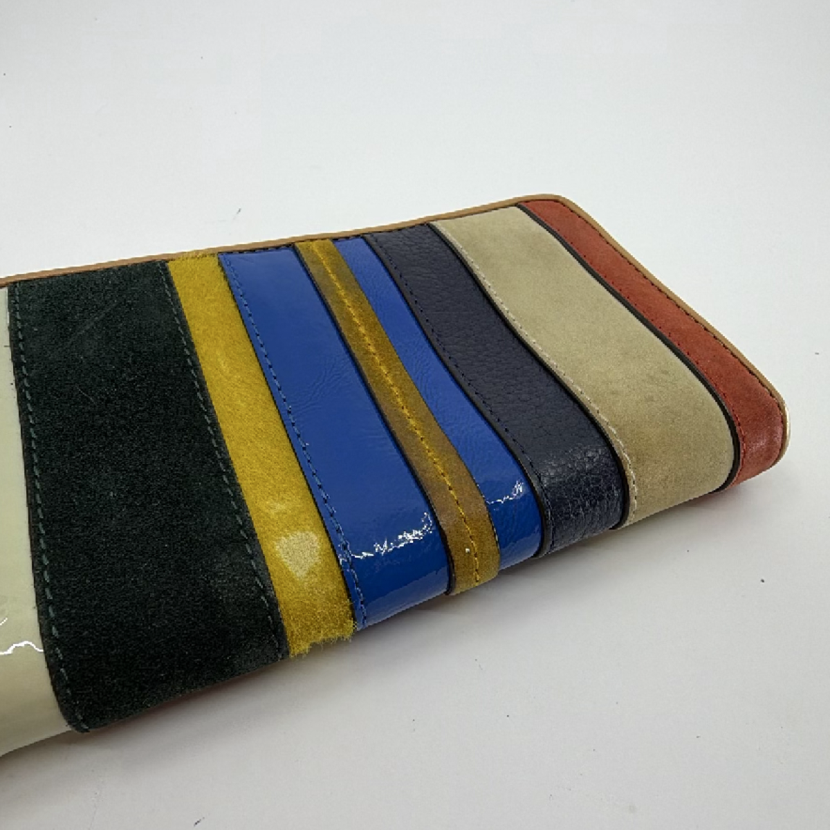 Tory Burch Striped Zip Continental Blue Leather Wallet