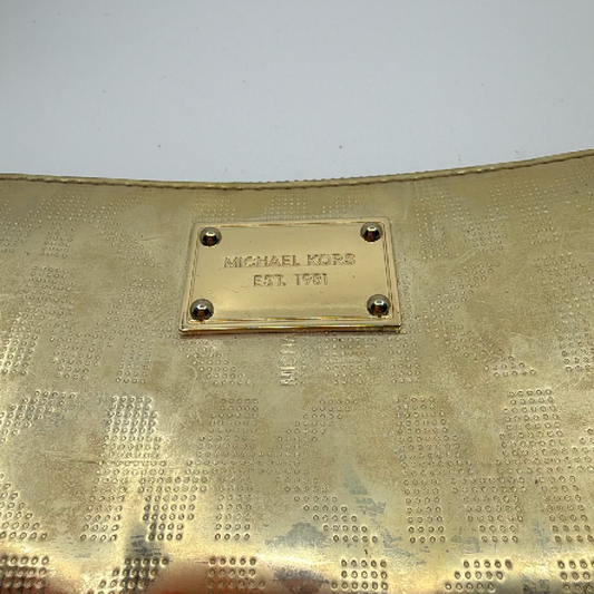 Michael Kors Gold MK Monogram Zip Around Wallet