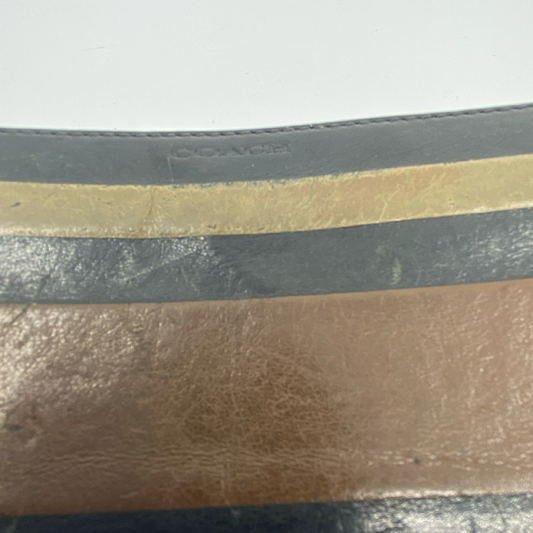 Coach Striped Zip Around Blue Leather Wallet