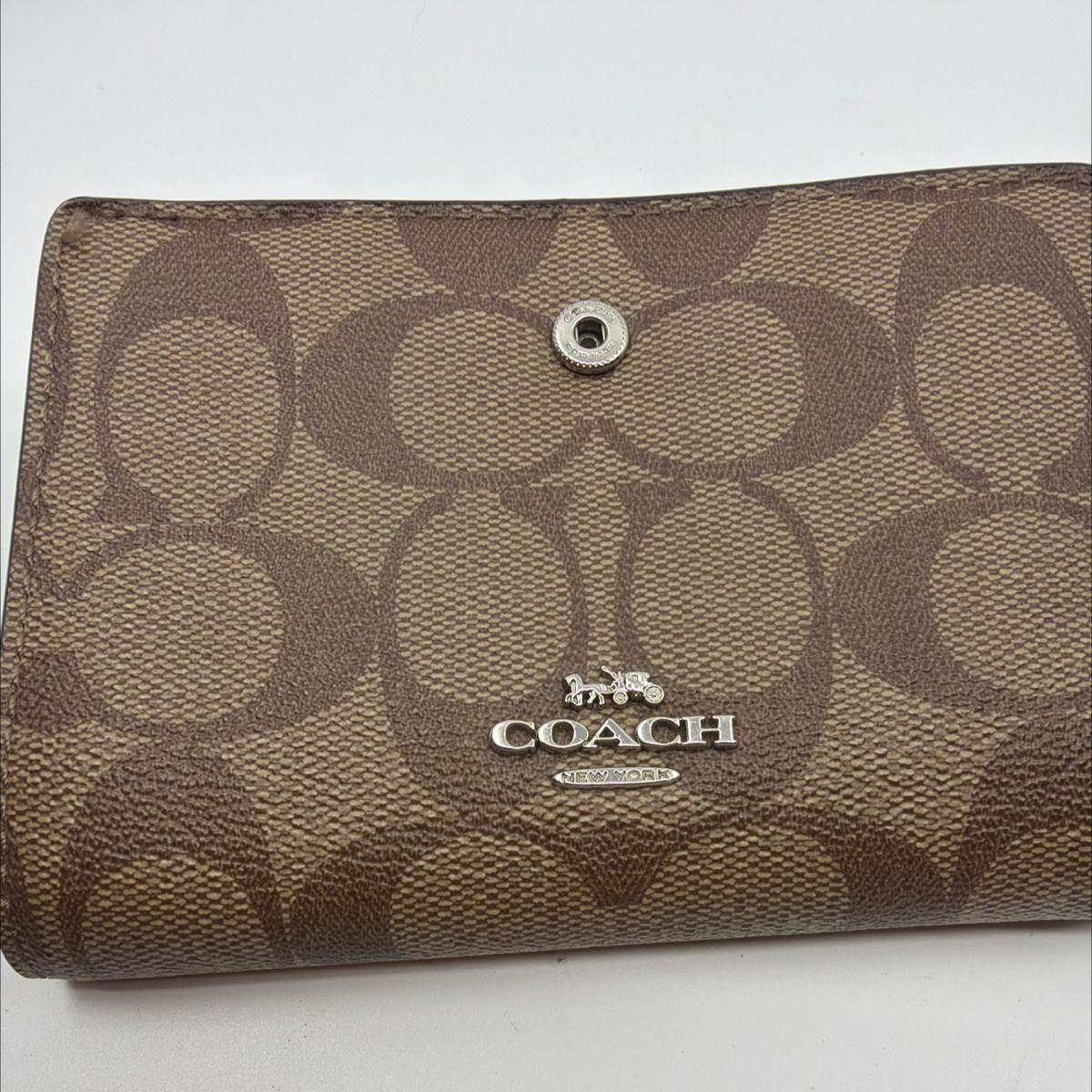Coach Signature Canvas Bi-Fold Wallet Brown & Blue