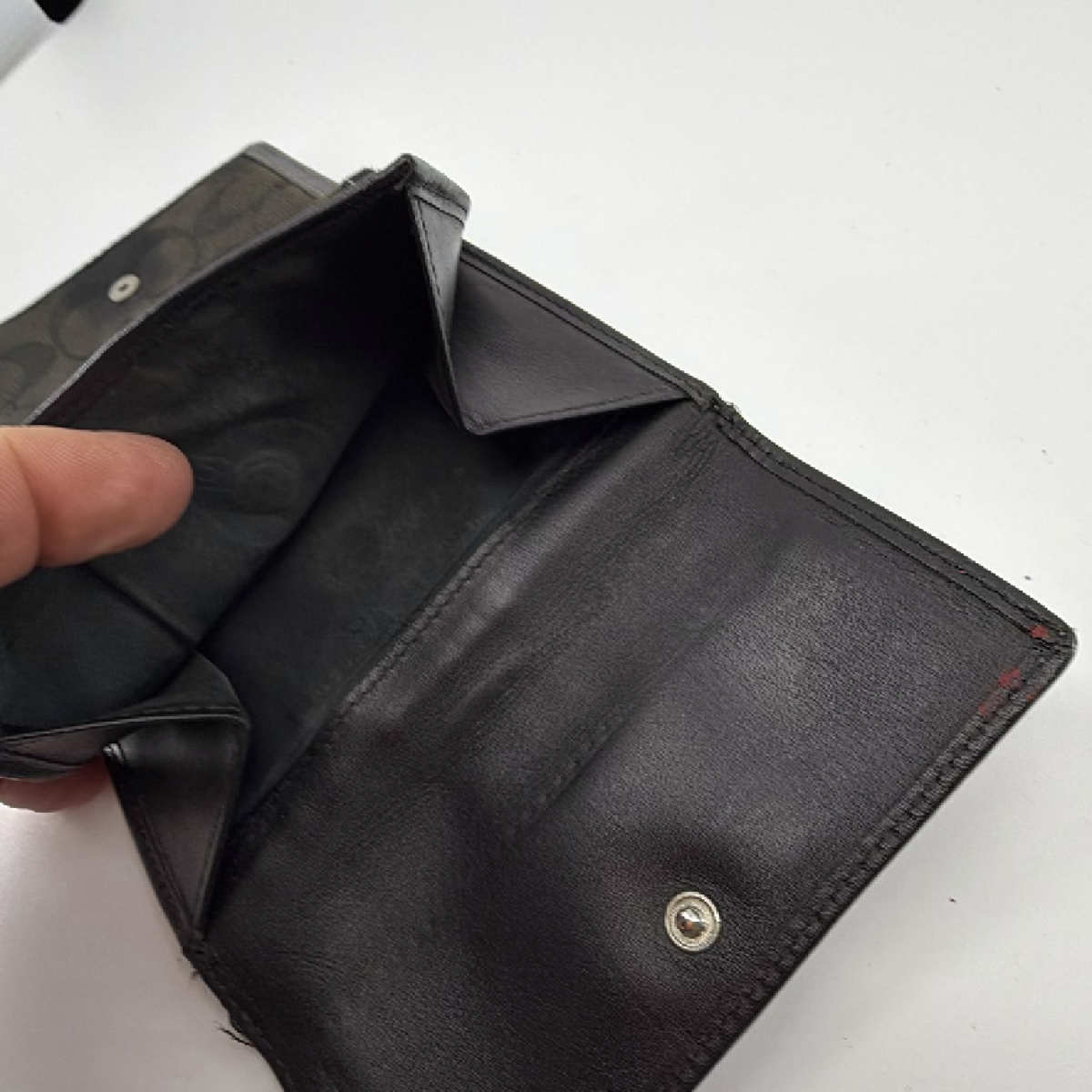 Coach Signature C Black Canvas & Leather Bifold Wallet