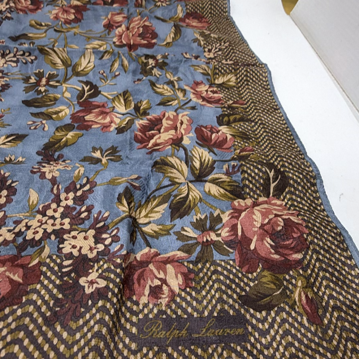 Ralph Lauren Floral Print Blue Fabric Scarf