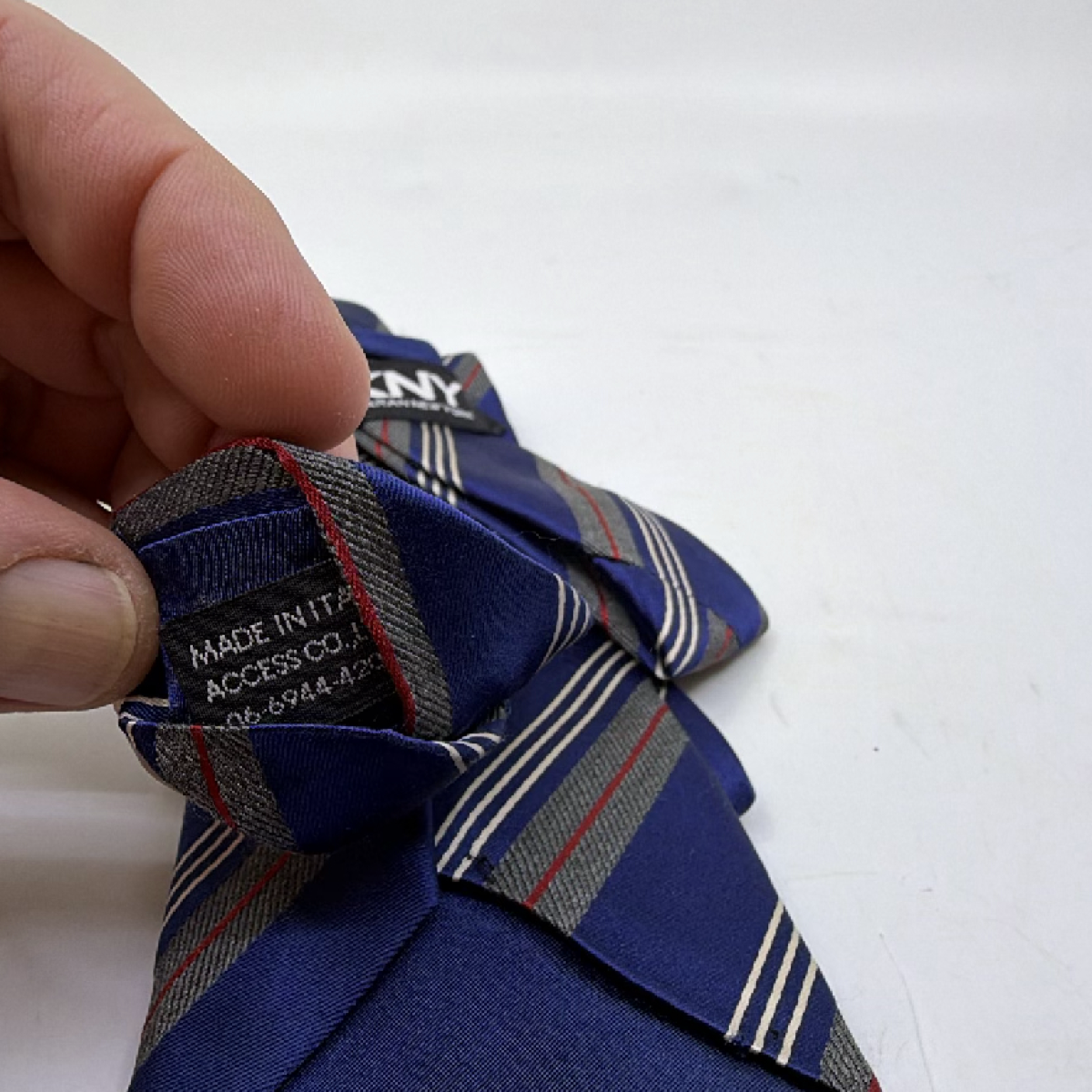DKNY Striped Blue Silk Necktie