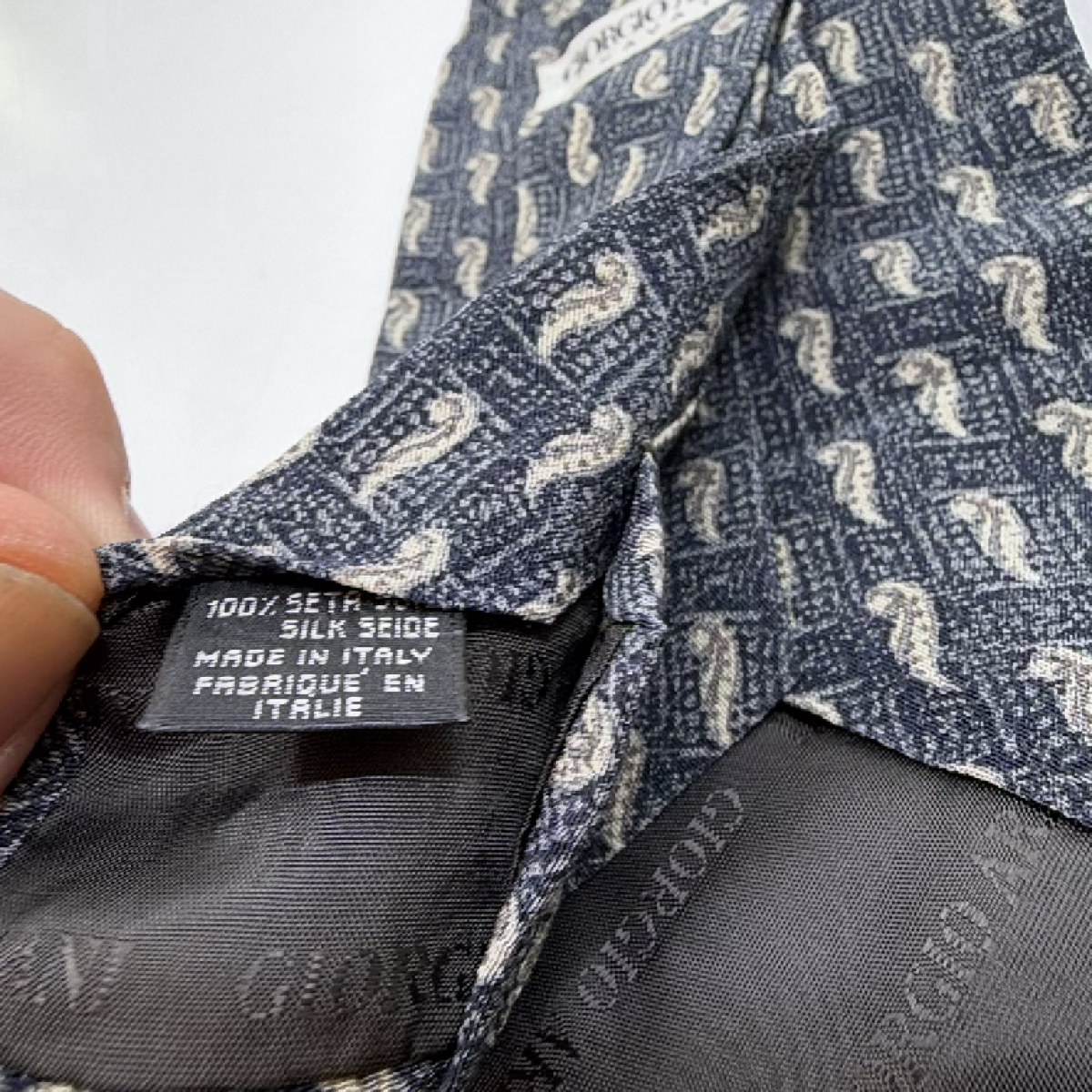 Giorgio Armani Patterned Blue Silk Tie