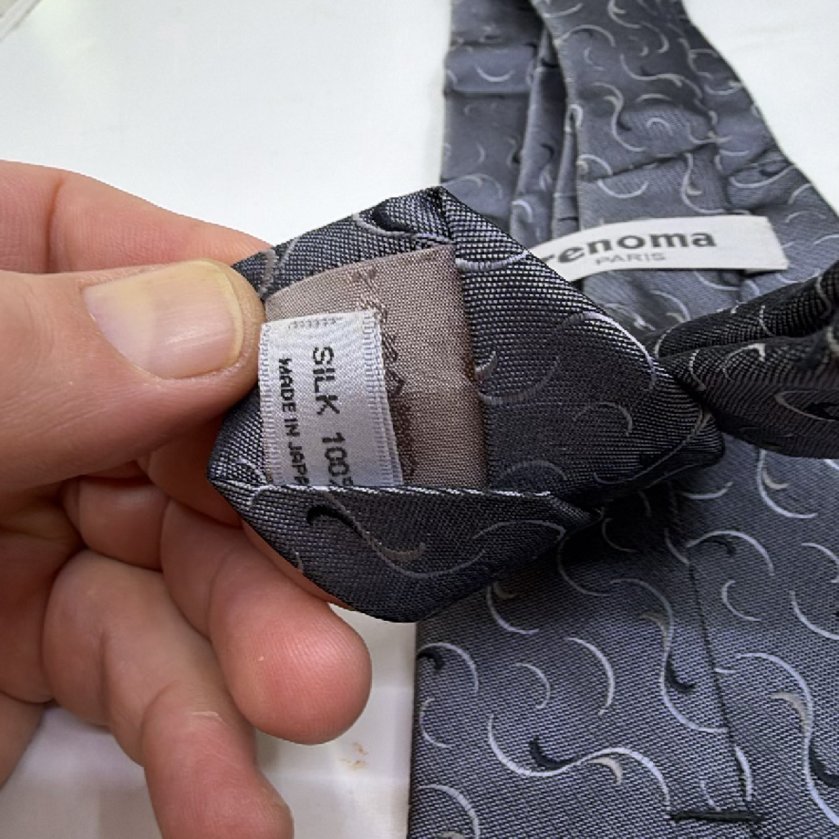 Renoma Abstract Swirl Pattern Gray Silk Necktie