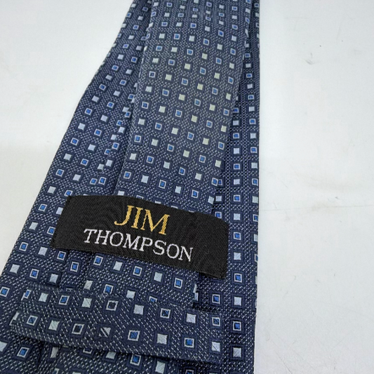 Jim Thompson Geometric Pattern Blue Silk Tie
