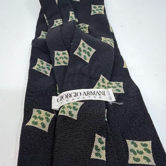 Giorgio Armani Patterned Black Silk Blend Necktie