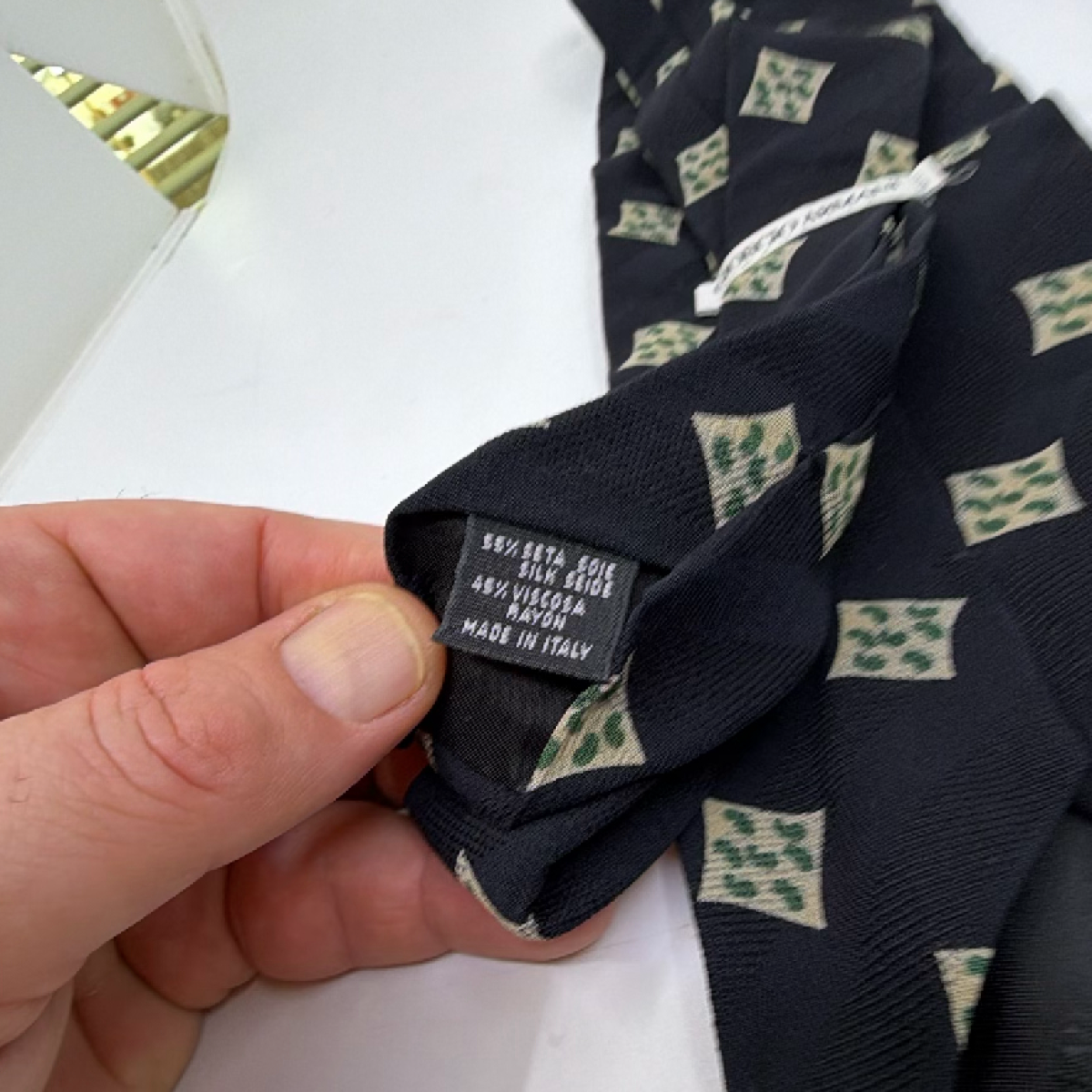 Giorgio Armani Patterned Black Silk Blend Necktie