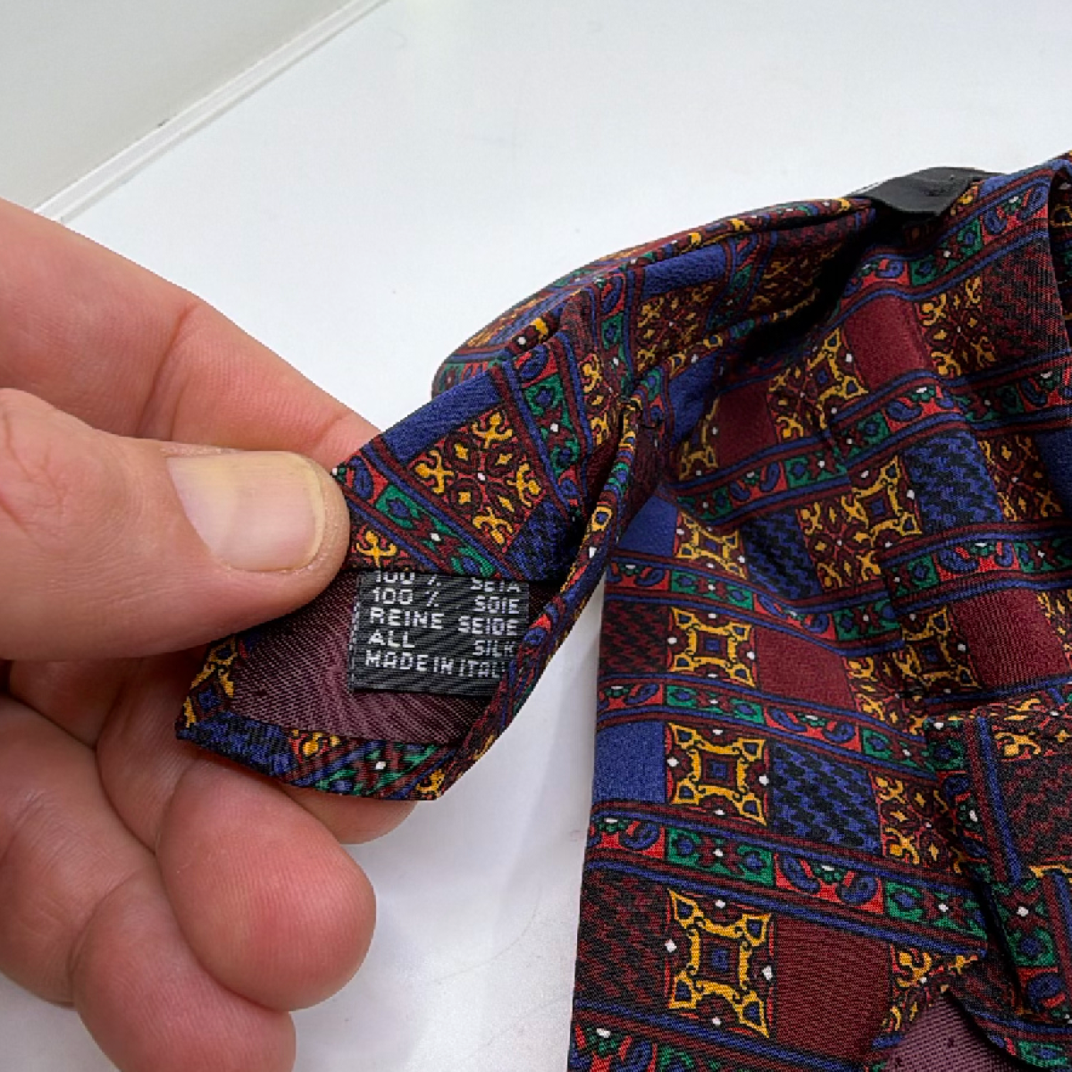 Pace Geometric Pattern Blue Silk Necktie