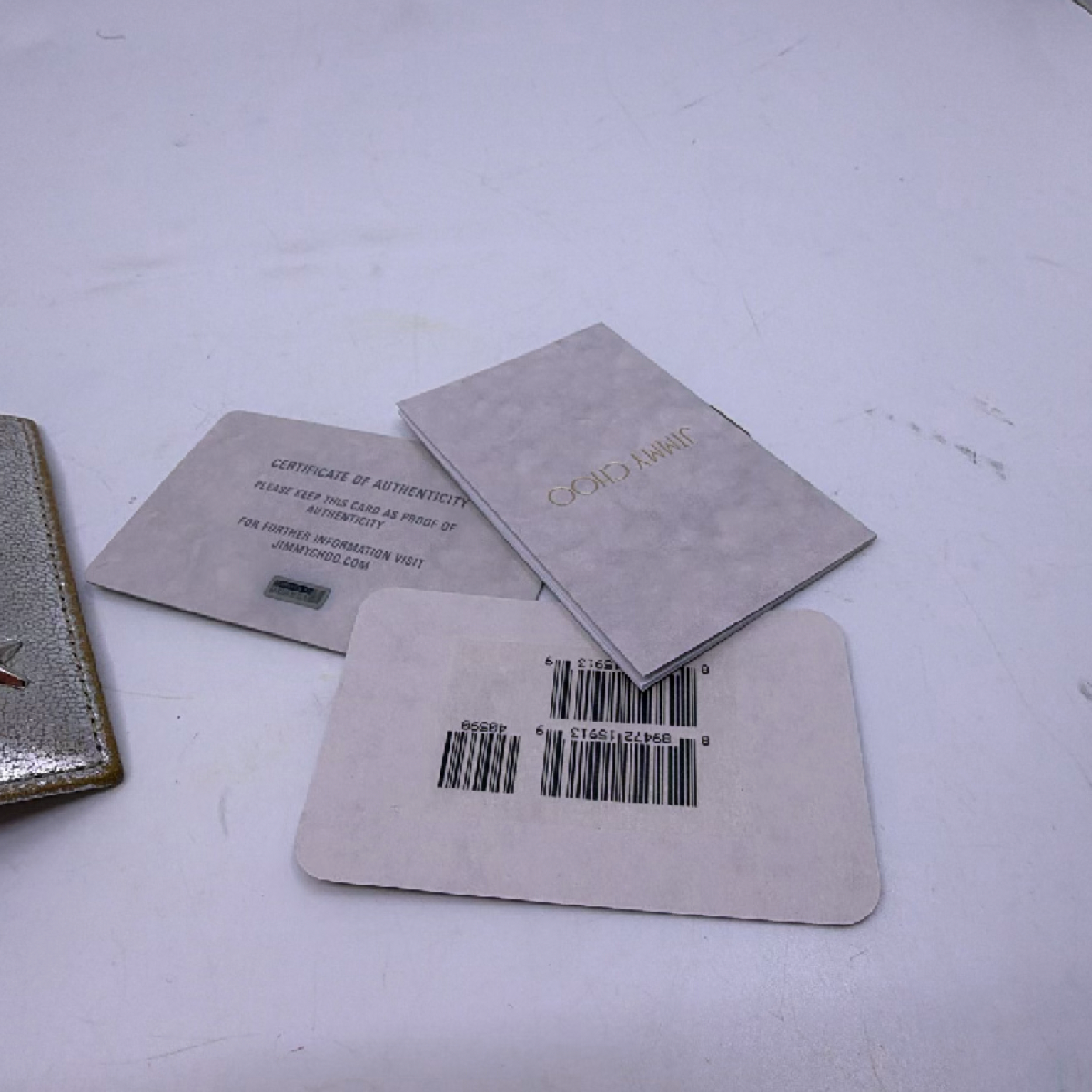 Jimmy Choo Star Stud Silver Metallic Leather Key Case