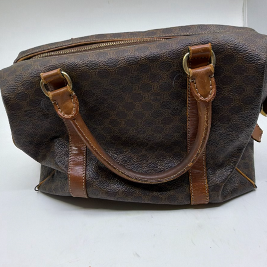 Celine Boston Bag Brown Macadam Canvas Boston Bag