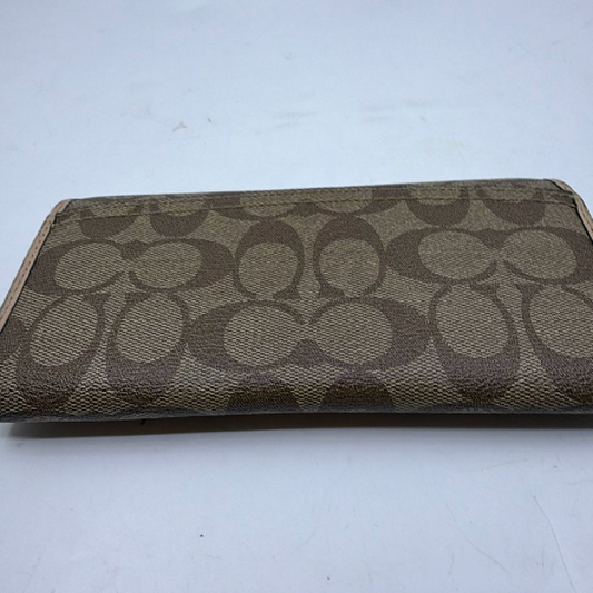 Coach Signature C Flap Brown Coated Canvas Wallet