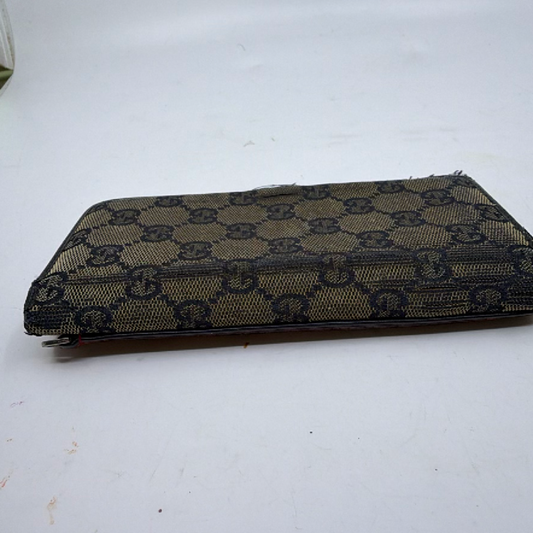 Gucci Continental Flap Black GG Monogram Canvas Leather Wallet