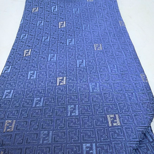 Fendi FF Monogram Blue Silk Necktie