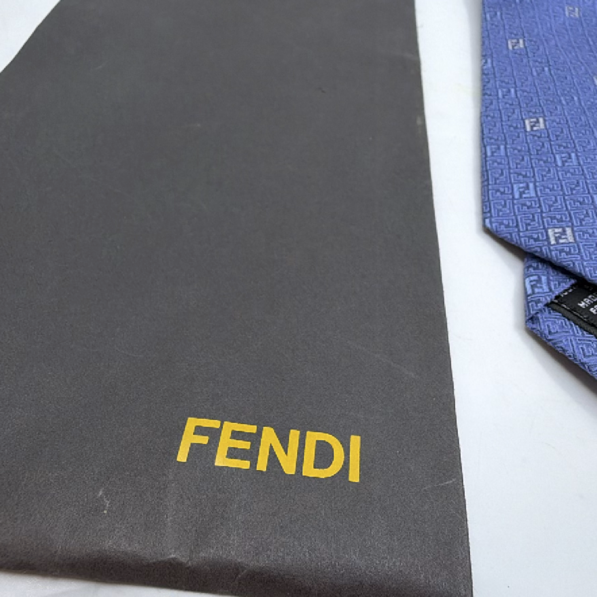 Fendi FF Monogram Blue Silk Necktie
