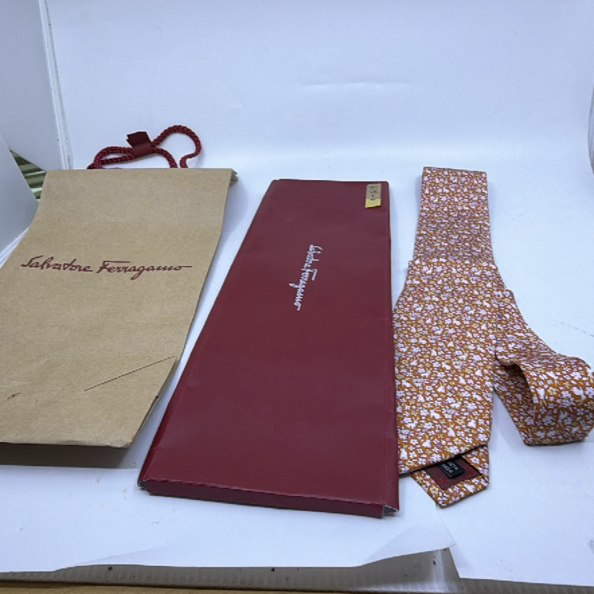 Salvatore Ferragamo Rabbit Floral Print Brown Silk Tie