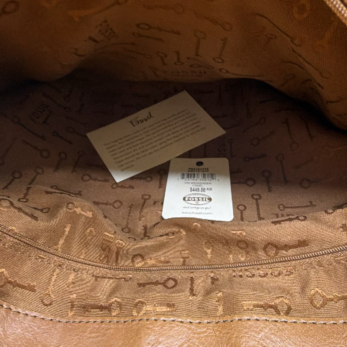 Fossil Brown Leather Turn-Lock Key Satchel