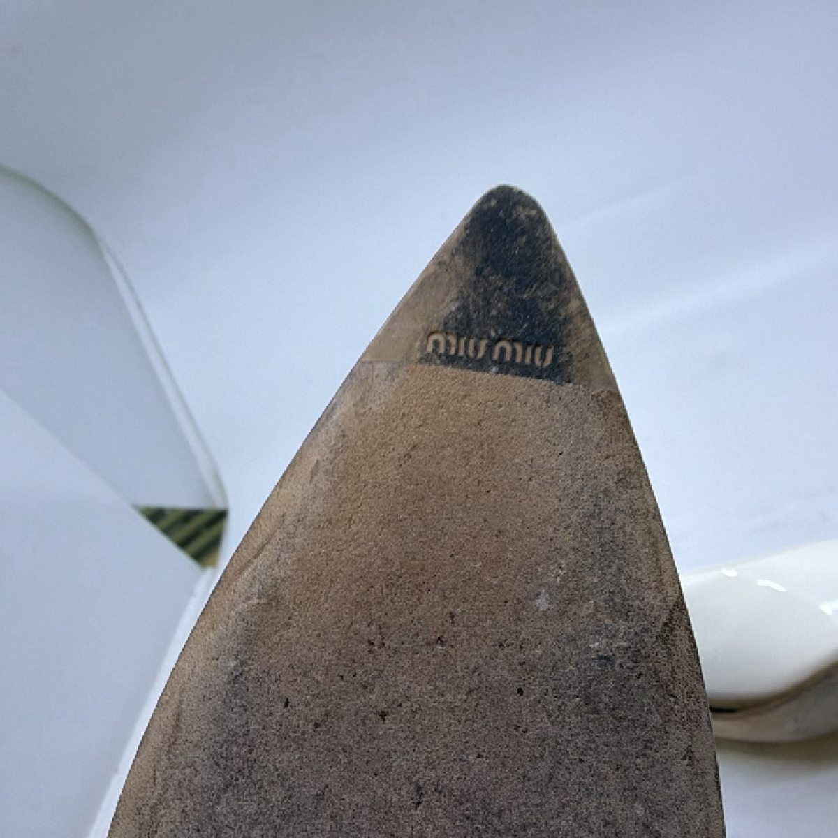 Miu Miu Ankle Strap Kitten Heel White Patent Leather 36 Pump