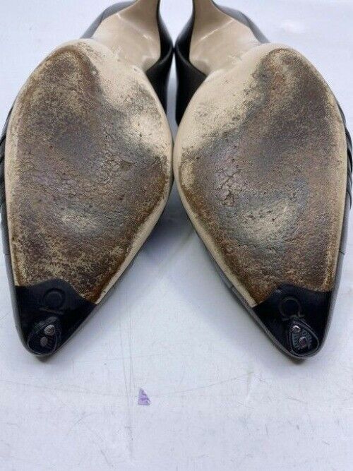 Salvatore Ferragamo Gun Metal Firsea Flat Bow Pumps Size Us