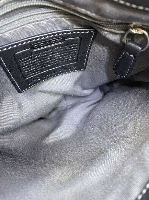 coach mini bag black gray fabric tote