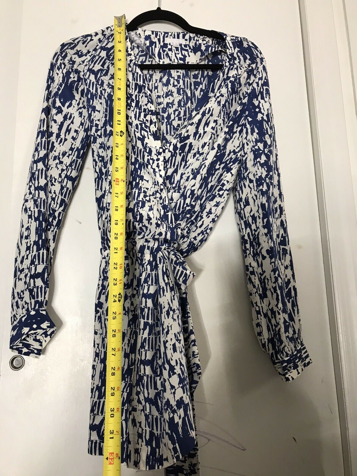 Intermix White And Blue Printed Dress Small