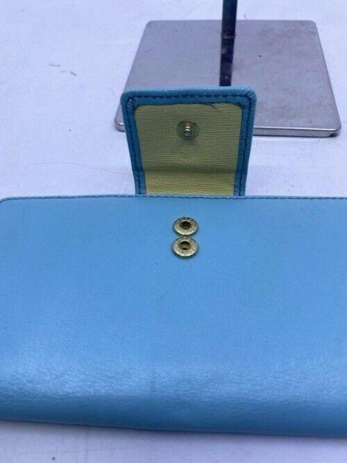 Fossil Blue Leather Large Card Id With Expandable Snap Wallet