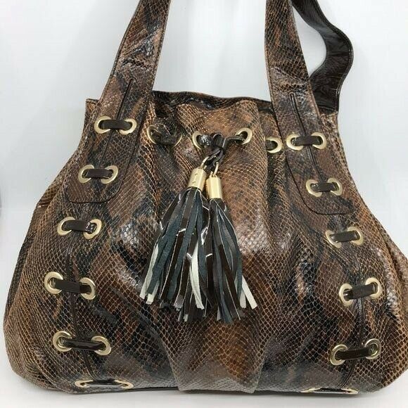 MICHAEL KORS Brown Python Leather Shoulder Bag
