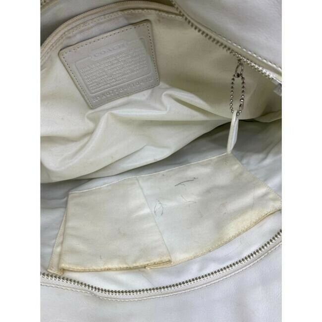 COACH XL White Leather Shopping Tote Bag