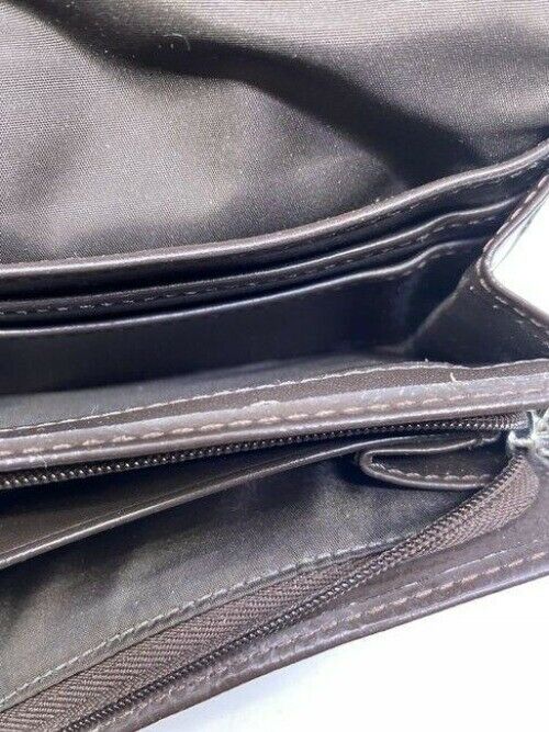 coach brown unique multi compartment cards key wallet