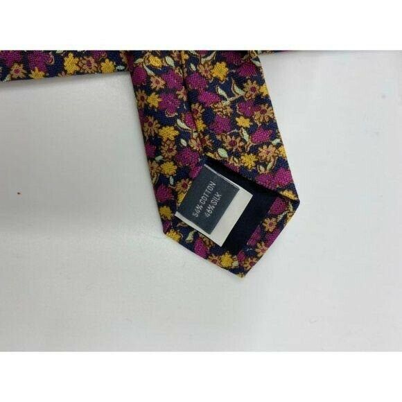 New! BONOBOS Purple Yellow Navy Flower Neck Tie