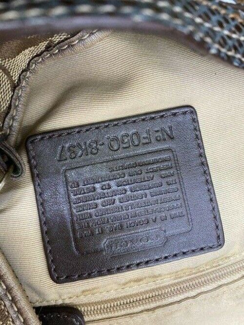 coach mini bag brown beige fabric tote
