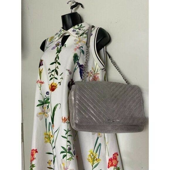 Karl Lagerfeld Gray Silver Leather Shoulder Bag