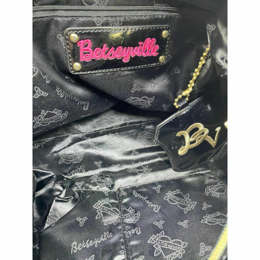 BETSEY JOHNSON Faux Leather Multicolor Embellished Tote Bag