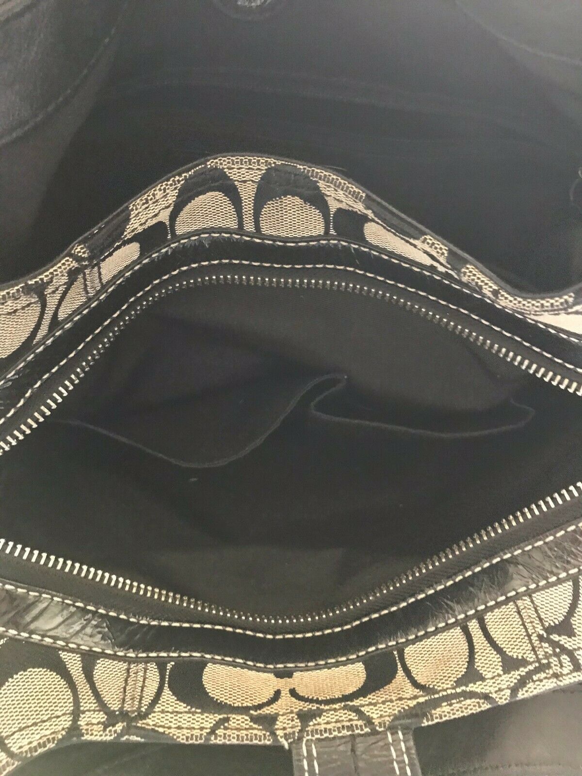 Coach Black Fabric Signature hand bag