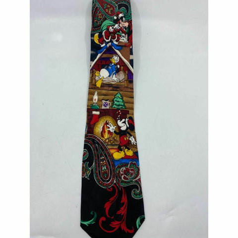 New! Mickey and Friends Disney Black Red Christmas Theme Neck Tie Msrp 59