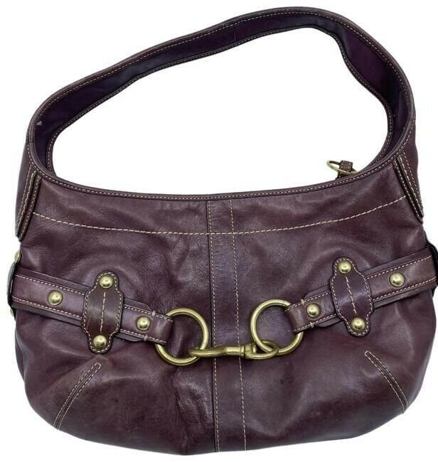 ✨Rare✨Coach Burgundy One-Shoulder Pouch Coach Burgundy Signature Canvas and Leather Swinger 20
