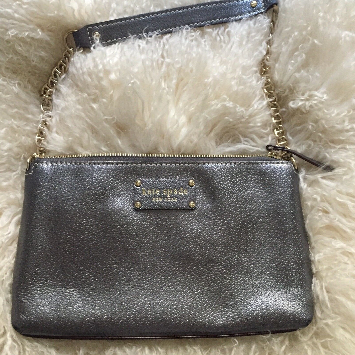 KATE SPADE Silver Grey Mini Purse/ Clutch