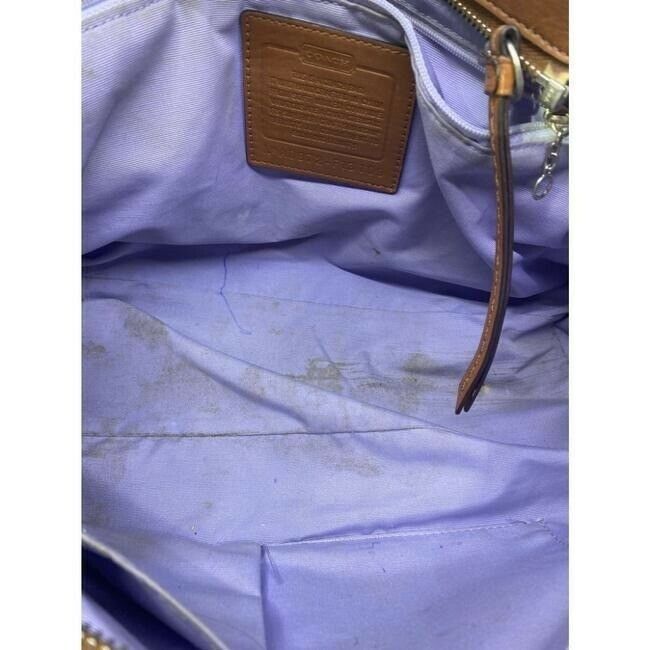 COACH Large White Brown Leather Shoulder Bag