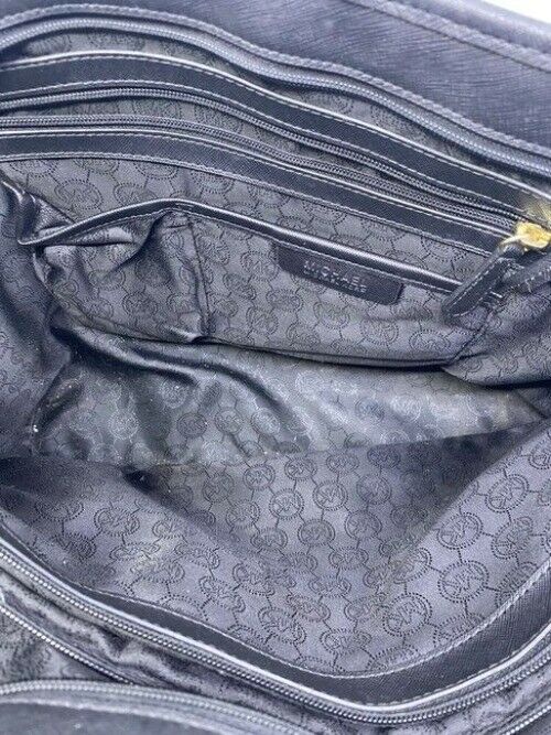 Michael Kors Jet Set Large Travel Top Zip Device Black Saffiano Leather Shoulder