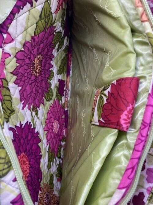 vera bradley quilted large purple green white backpack