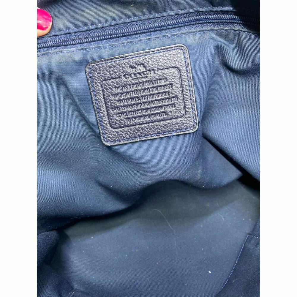 COACH Navy Blue XL Leather Shoulder Bag Very Good Condition